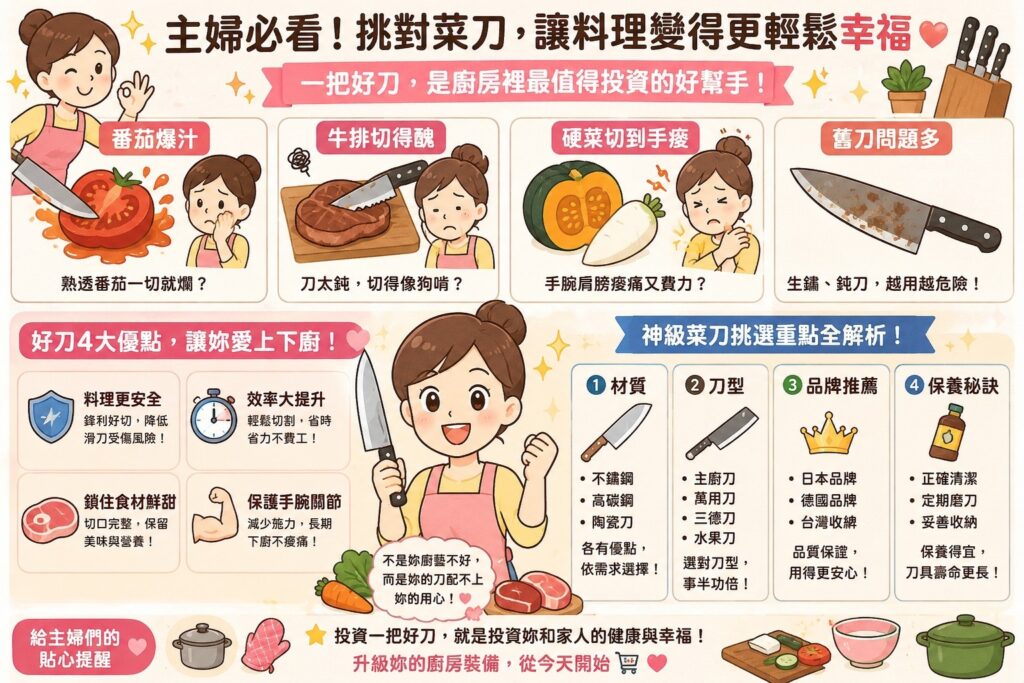 🔪【2026最新】告別手痠與切到手!挑選完美「家庭主婦菜刀」的終極指南,5大必買品牌與保養秘訣大公開!✨ 1 家庭主婦菜刀