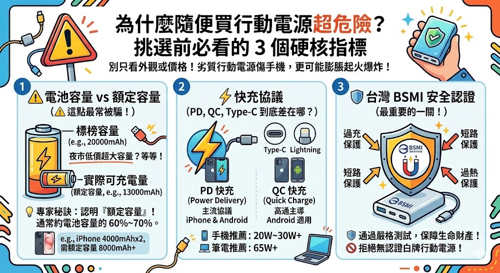 為什麼隨便買行動電源超危險？挑選前必看的 3 個硬核指標