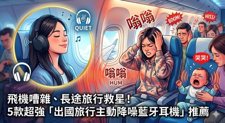 ✈️【2026出國必備】飛機吵鬧、長途旅行救星!5款超強「出國旅行主動降噪藍牙耳機」推薦,還你清靜的夢幻機艙! 5 image 2
